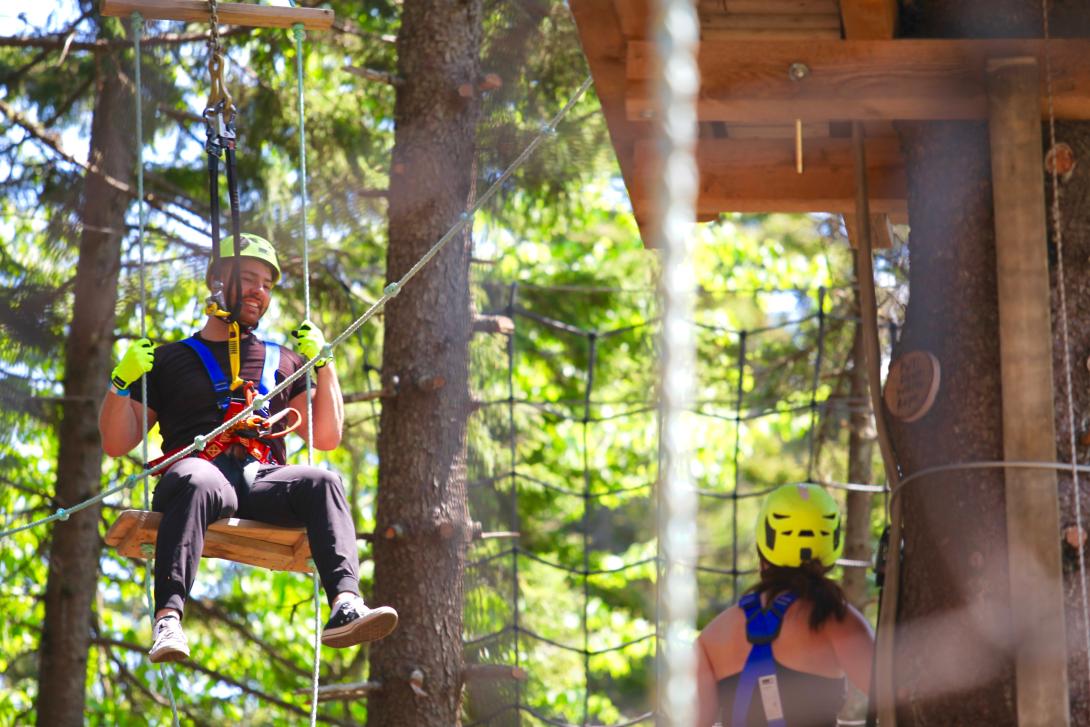 Someone enjoying tree top activities